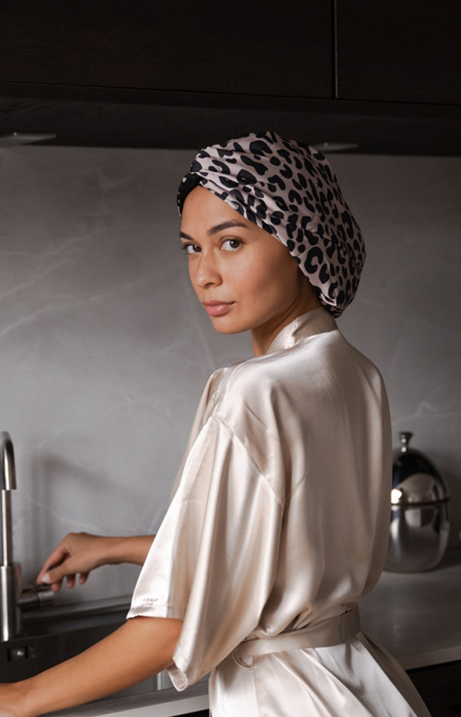 Turban cheveux en satin - Léopard
