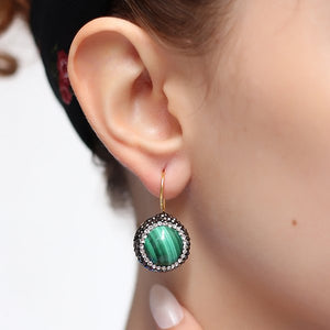 Boucles d'oreilles - Laiton plaqué or & malachite
