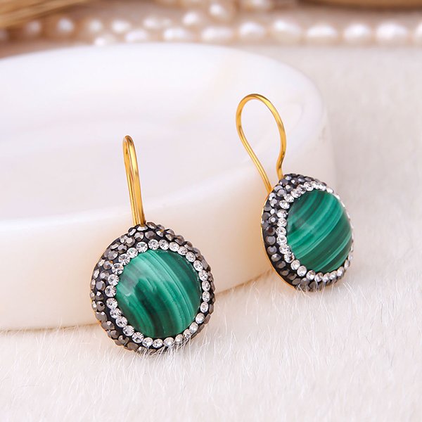 Boucles d'oreilles - Laiton plaqué or & malachite