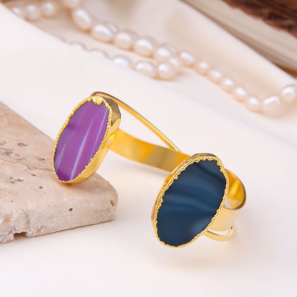 Bracelet - Laiton plaqué or & agate