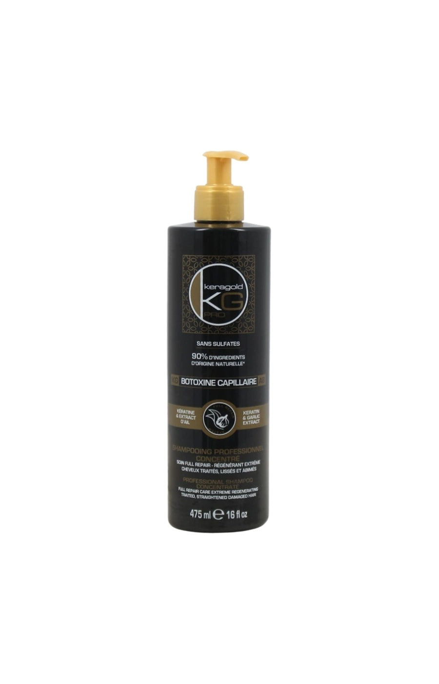 Shampoing régénérant - Kératine & extrait d'ail - Cheveux lissés, traités ou abîmés - 475 ml