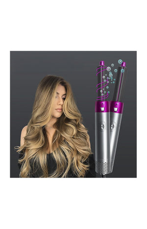 Kit sèche-cheveux 5-en-1 - Lissage, séchage & bouclage - 6 produits