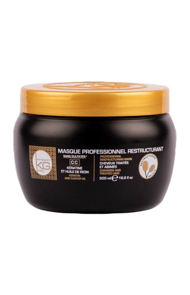 Masque restructurant - Kératine & huile de ricin - Cheveux abîmés - 500 ml