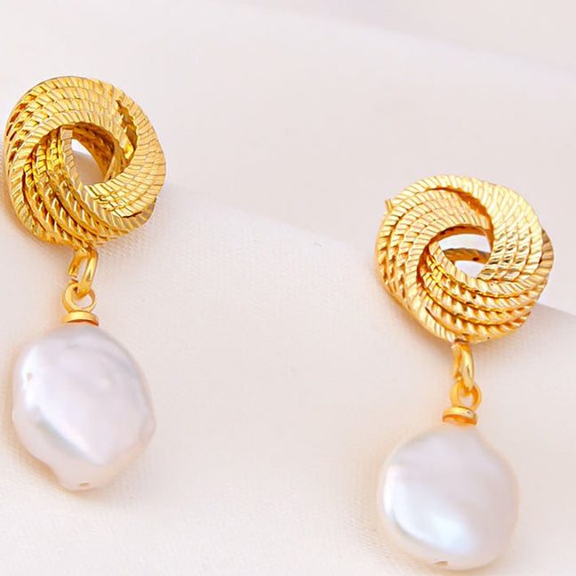 Boucles d'oreilles - Laiton plaqué or & perle