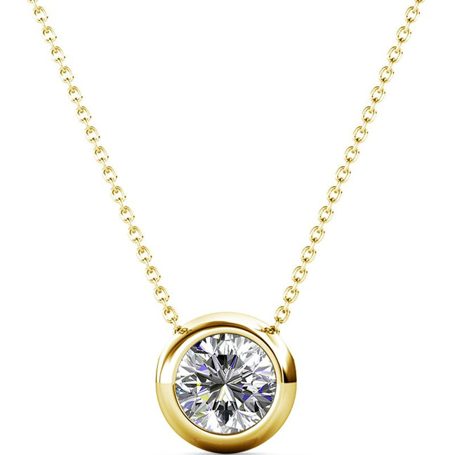 Parure lunes & pierre de naissance - Laiton plaqué or 18 k & cristal blanc