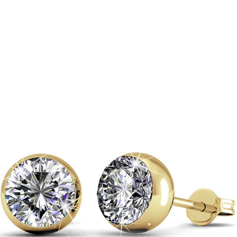 Parure lunes & pierre de naissance - Laiton plaqué or 18 k & cristal blanc