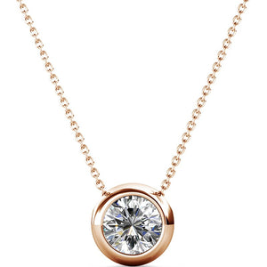 Parure lunes & pierre de naissance - Laiton plaqué or rose 18 k & cristal blanc