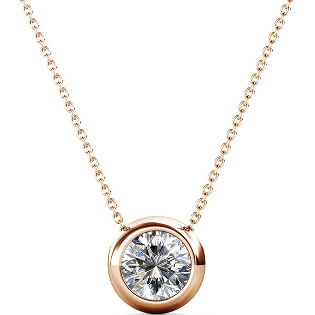 Parure lunes & pierre de naissance - Laiton plaqué or rose 18 k & cristal blanc