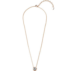 Parure lunes & pierre de naissance - Laiton plaqué or rose 18 k & cristal blanc