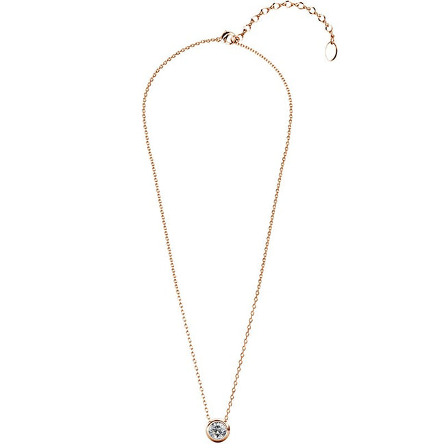 Parure lunes & pierre de naissance - Laiton plaqué or rose 18 k & cristal blanc