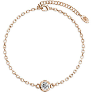 Parure lunes & pierre de naissance - Laiton plaqué or rose 18 k & cristal blanc
