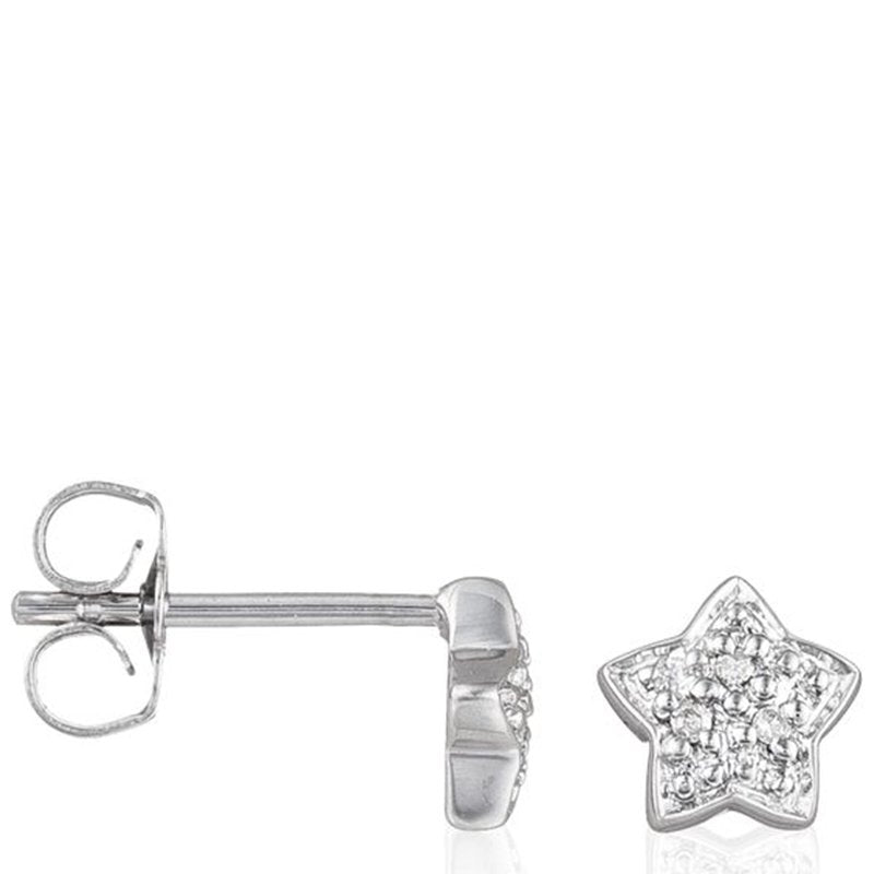 Boucles d'oreilles - Or blanc 375/1000 & diamants
