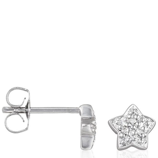 Boucles d'oreilles - Or blanc 375/1000 & diamants