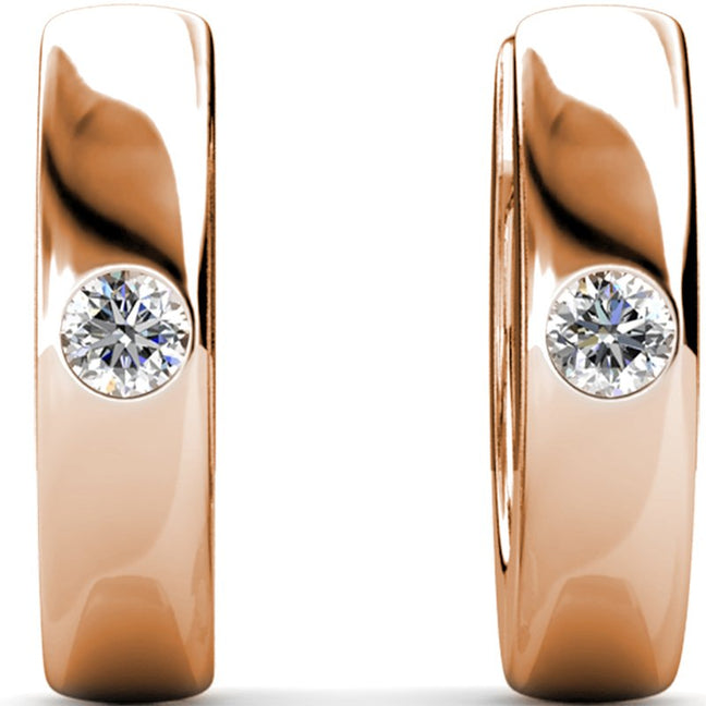 Boucles d'oreilles - Laiton plaqué or rose 18 k  & cristal blanc