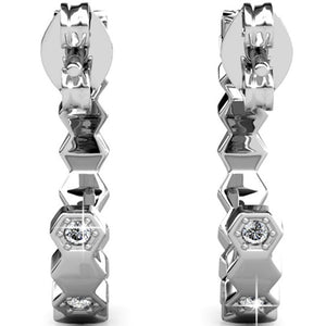 Créoles - Laiton argenté 18 k  & cristal blanc
