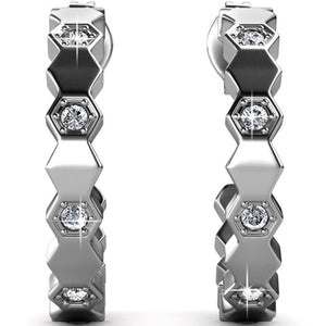 Créoles - Laiton argenté 18 k  & cristal blanc