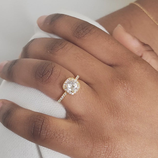 Bague Cushy - Laiton plaqué or 18 k & cristal blanc
