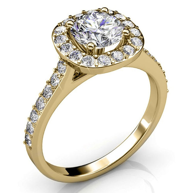 Bague Cushy - Laiton plaqué or 18 k & cristal blanc