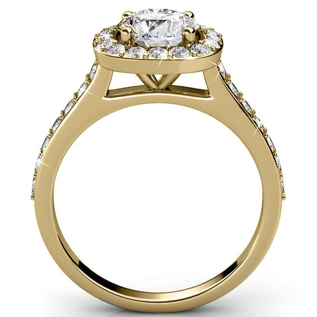 Bague Cushy - Laiton plaqué or 18 k & cristal blanc