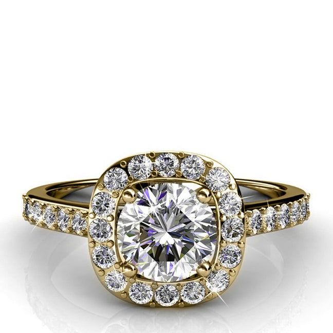 Bague Cushy - Laiton plaqué or 18 k & cristal blanc