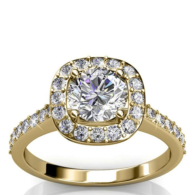 Bague Cushy - Laiton plaqué or 18 k & cristal blanc