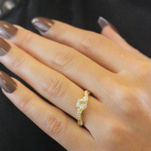Bague Eleanor - Laiton plaqué or 18 k & cristal blanc