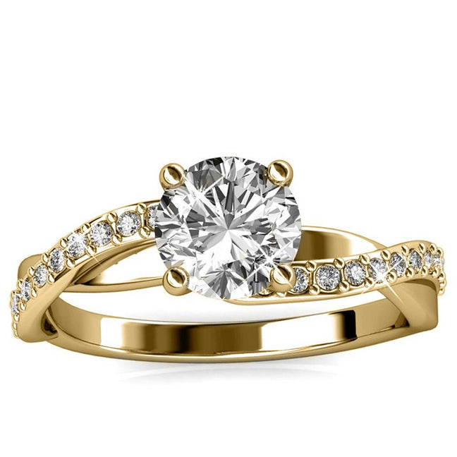 Bague Eleanor - Laiton plaqué or 18 k & cristal blanc