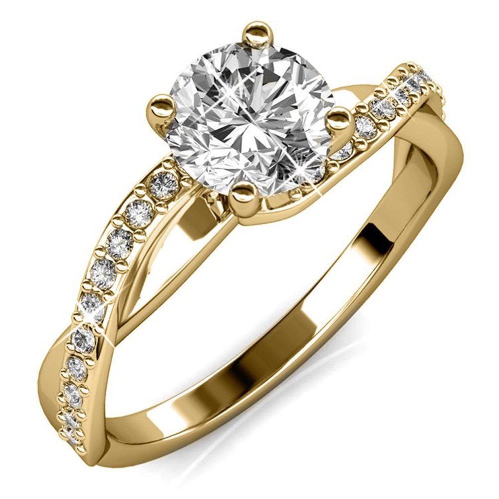 Bague Eleanor - Laiton plaqué or 18 k & cristal blanc