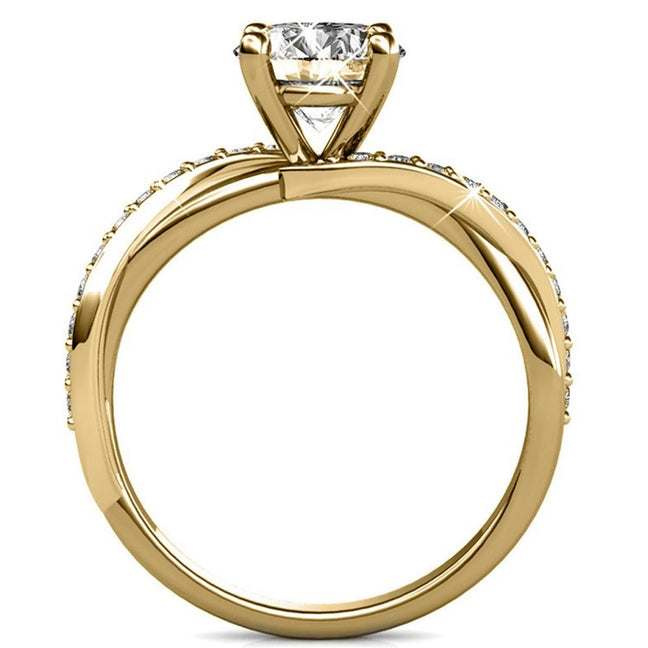 Bague Eleanor - Laiton plaqué or 18 k & cristal blanc