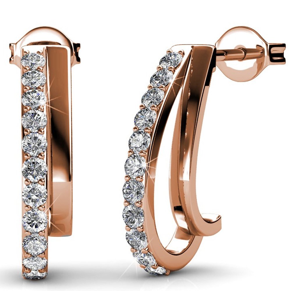 Boucles d'oreilles Joyce - Laiton plaqué or rose 18 k & cristal blanc