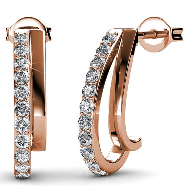 Boucles d'oreilles Joyce - Laiton plaqué or rose 18 k & cristal blanc