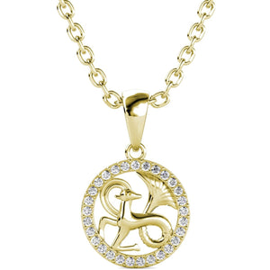 Collier Zodiaque Capricorne - Laiton plaqué or 18 k & cristal blanc