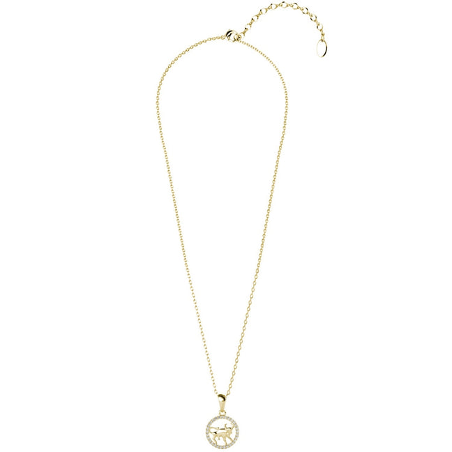 Collier Zodiaque Taureau - Laiton plaqué or 18 k & cristal blanc