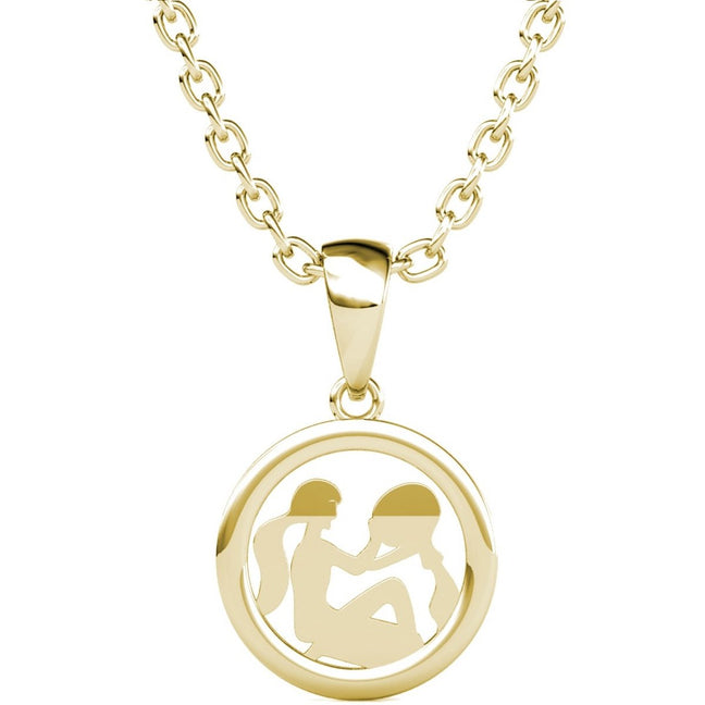 Collier Zodiaque Verseau - Laiton plaqué or 18 k & cristal blanc