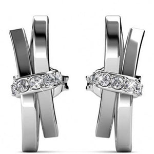 Boucles d'oreilles Luminous Bow - Laiton argenté & cristal blanc