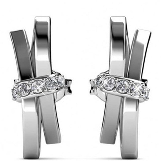 Boucles d'oreilles Luminous Bow - Laiton argenté & cristal blanc