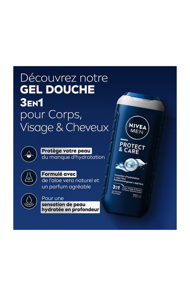 Gels douche 3-en-1 à l'aloe vera - Visage, corps & cheveux - Homme - 3 x 500 ml