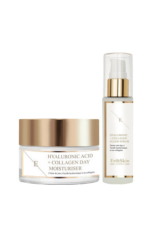 Crème de jour & sérum rajeunissants - Acide hyaluronique & collagène - Visage - 2 produits
