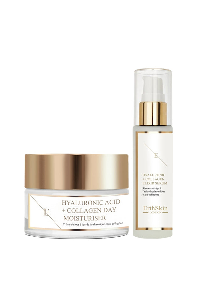 Crème de jour & sérum rajeunissants - Acide hyaluronique & collagène - Visage - 2 produits