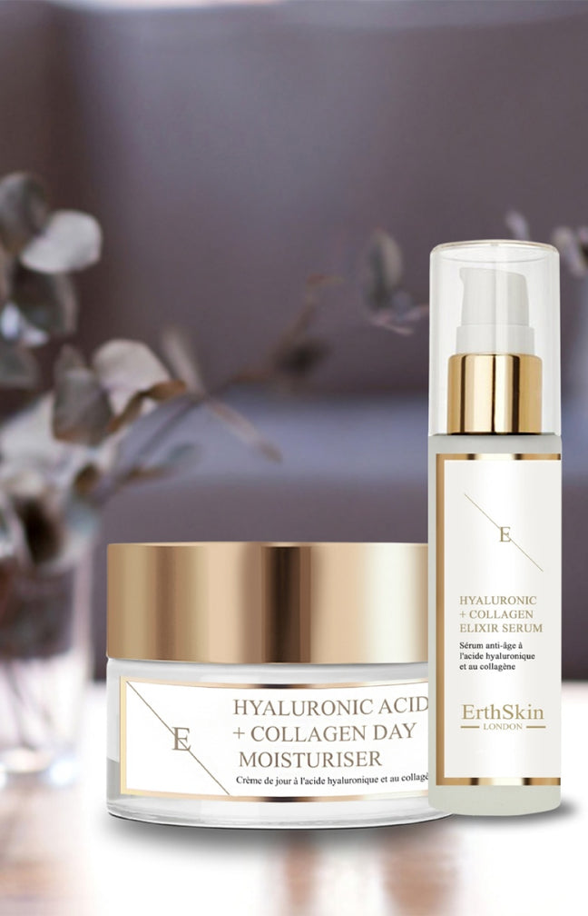 Crème de jour & sérum rajeunissants - Acide hyaluronique & collagène - Visage - 2 produits