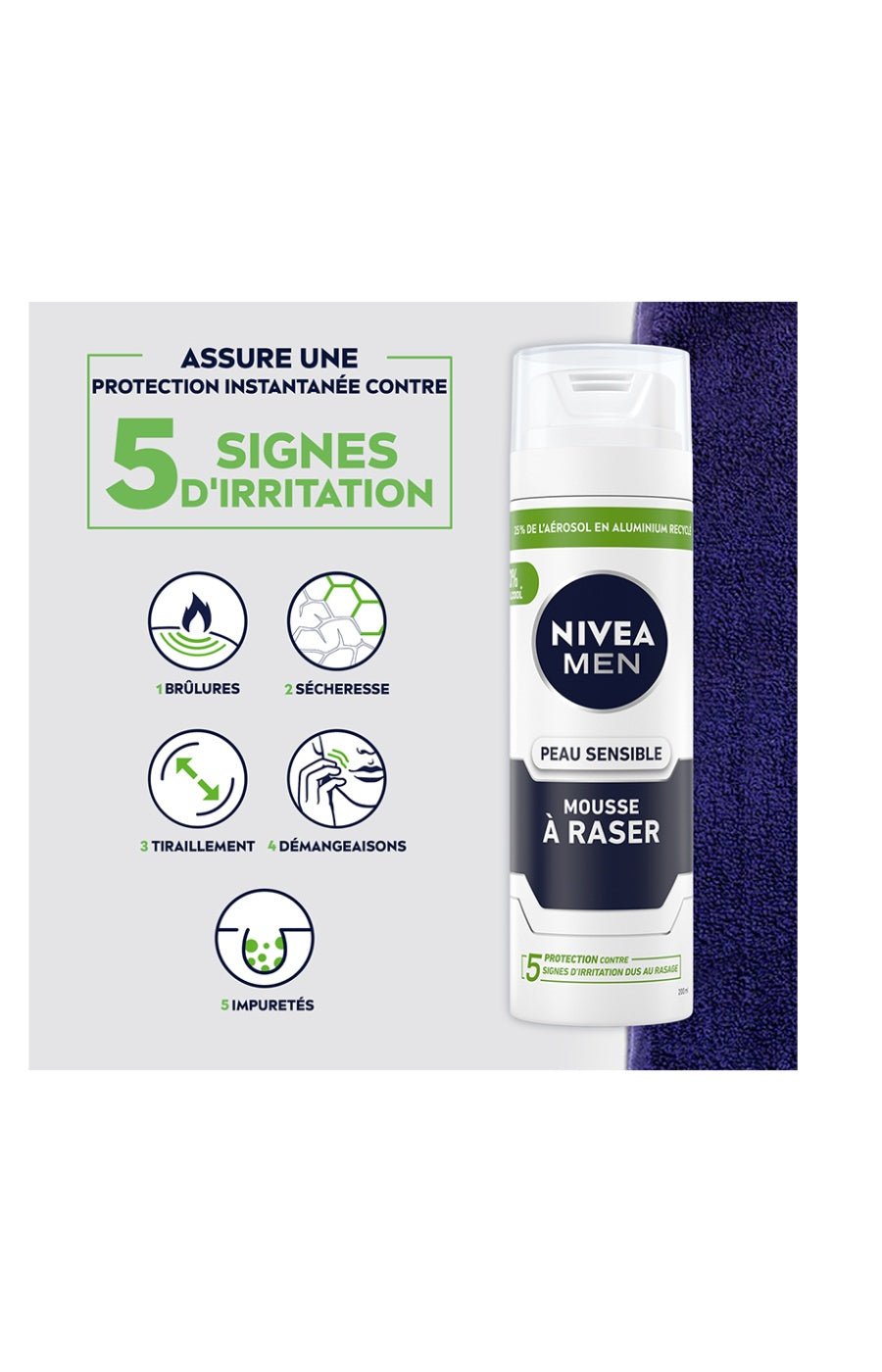 Mousses à raser - Peaux sensibles - Homme - 2 x 200 ml