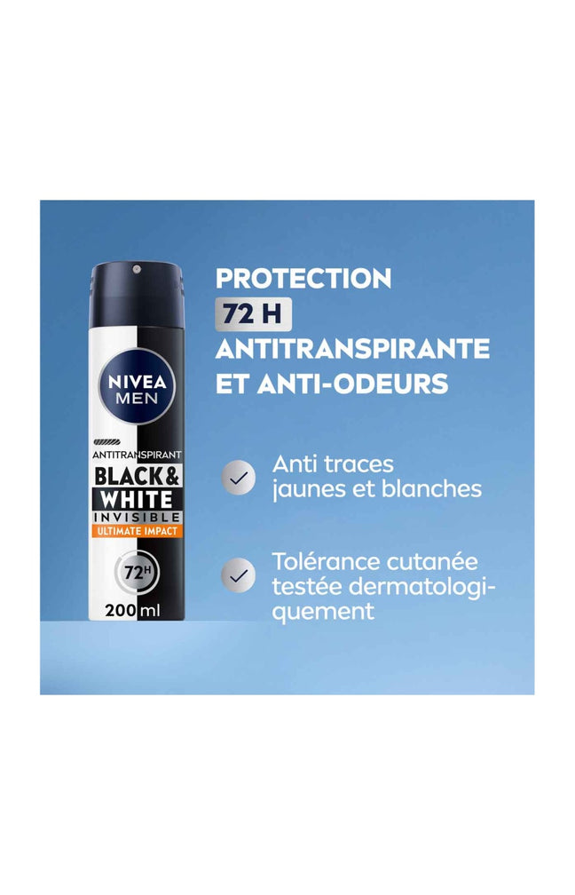 Déodorants anti-transpirants anti-traces blanches 72 h - Black & White - Homme - 2 x 200 ml