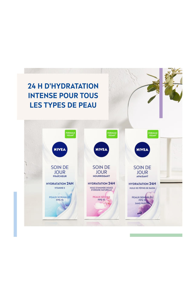 Crème de jour nourrissant & hydratant 24h SPF 15 - Huile d'amande douce - Peaux sèches - 50 ml