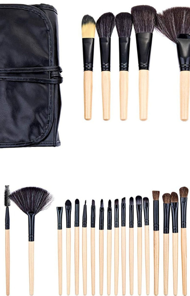 Set de 24 pinceaux - Bois - Teint, lèvres & yeux