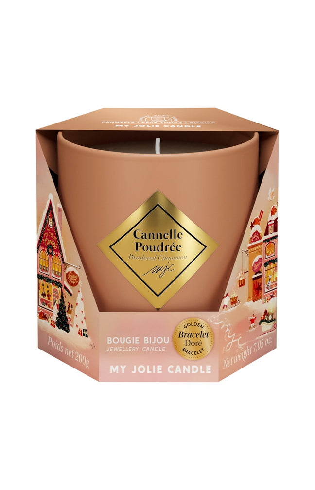 Bougie parfumée - Cannelle poudrée - Bracelet acier inoxydable doré & corail - 200 g