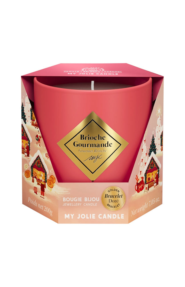 Bougie parfumée - Brioche gourmande - Bracelet acier inoxydable doré & rouge - 200 g