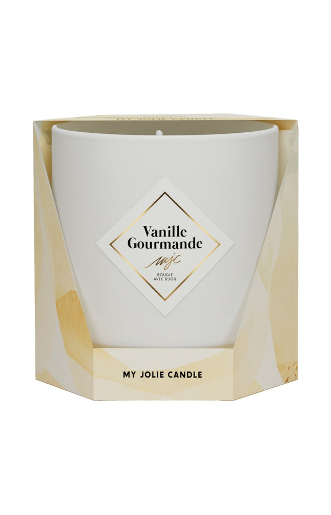 Bougie parfumée - Vanille gourmande - Collier acier inoxydable doré & noir - 200 g