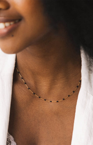 Bougie parfumée - Vanille gourmande - Collier acier inoxydable doré & noir - 200 g