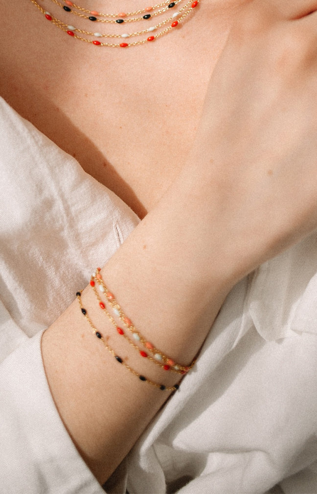 Bougie parfumée - Petite attention - Bracelet acier inoxydable doré & rouge - 200 g