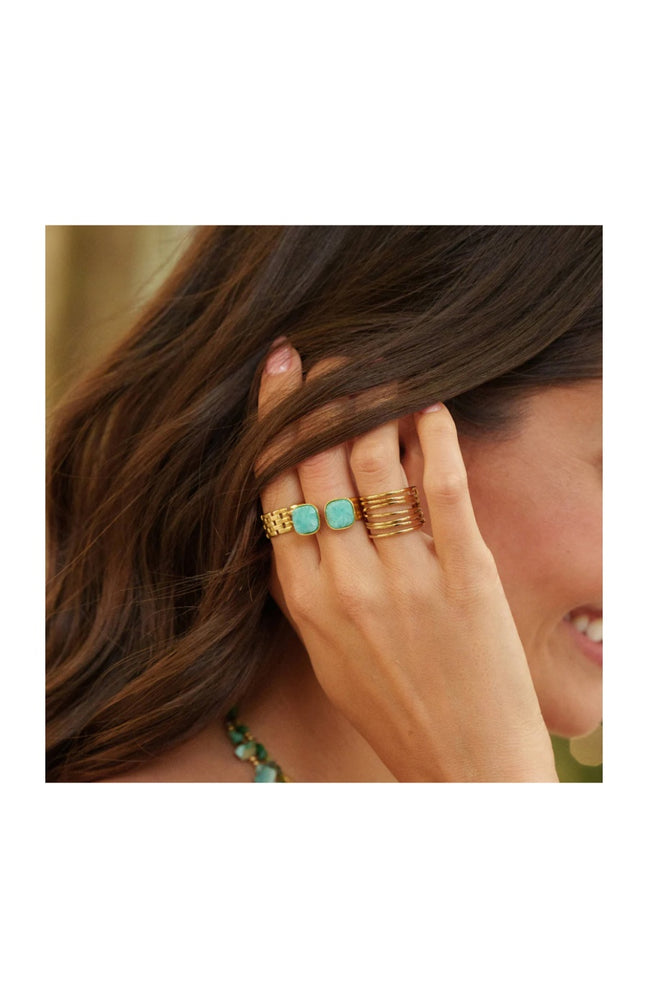 Bague multirangs - Acier inoxydable doré